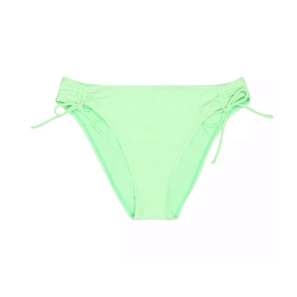 Juniors Ninety-Nine Degrees Cinched Side Drawstring High-Leg Swim Bikini Bottom